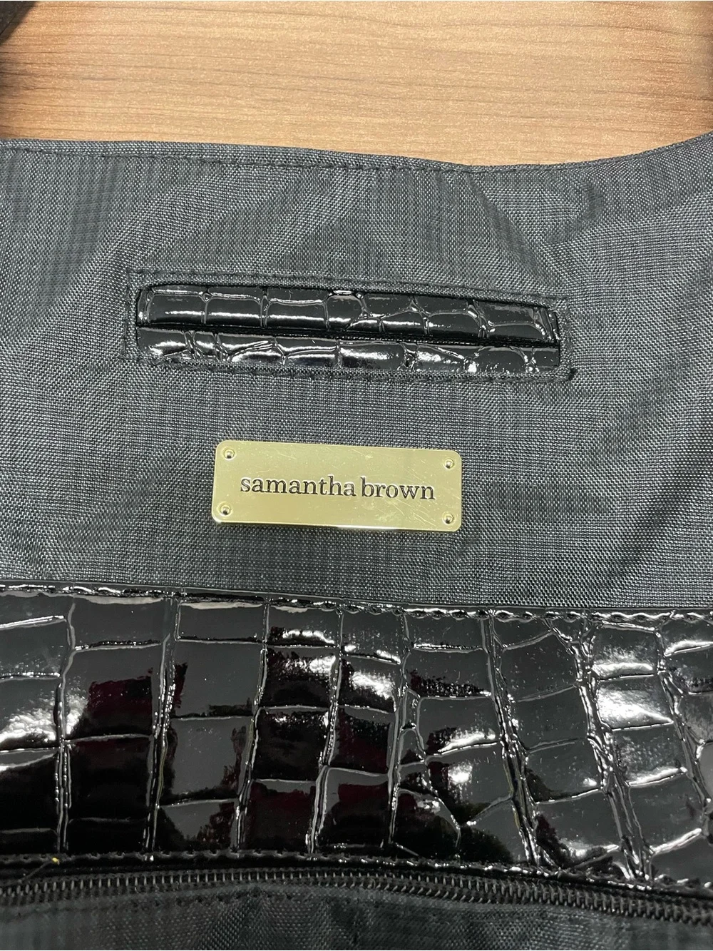 NWOT Samantha Brown Black Croc-Trim Weekend Travel Tote Bag